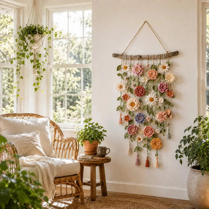 Purpose-Built Boho Crochet Flower Wall Hanging Decor for Eve – Hrgsym1