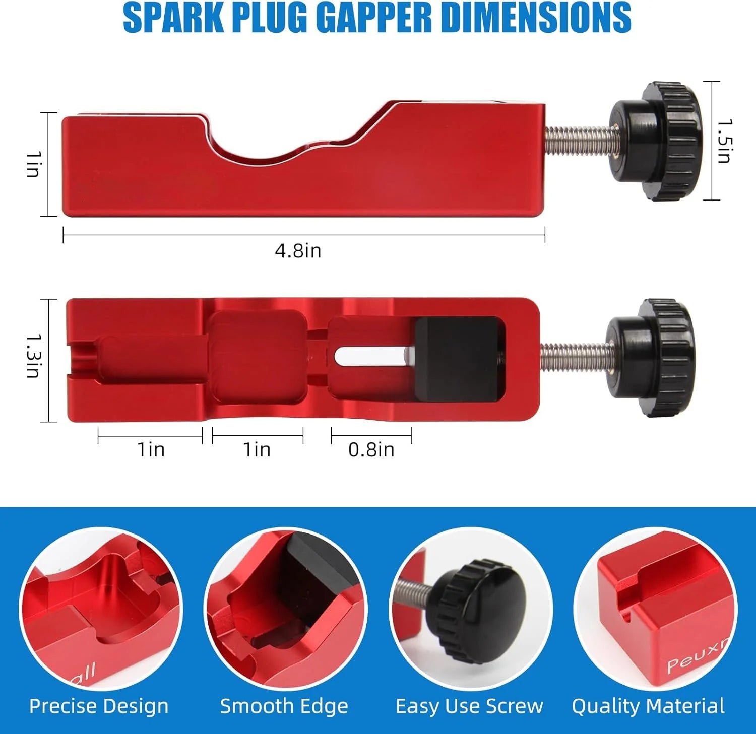 Spark Plug Gap Adjustment Tool with Measuring Feeler Gauge