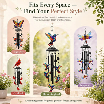 Colorful Metal Hummingbird Chime with Hanging Bells