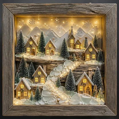 Decorative Coastal Lighthouse Sea Glass Shadow Box Light – Nautical