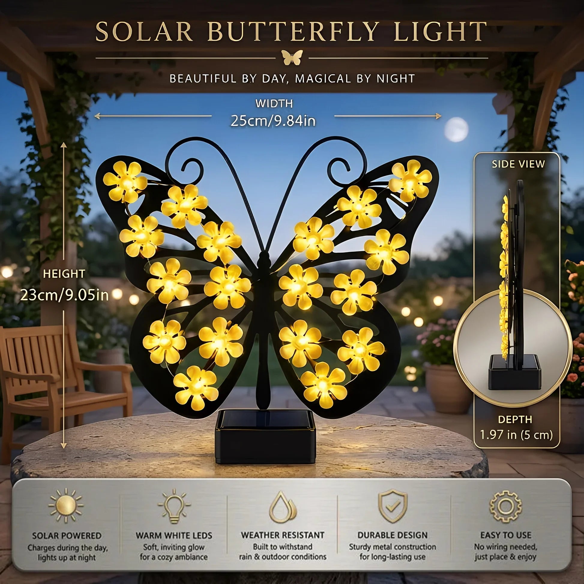 Solar Butterfly Wall Accent Lights for Outdoor Spaces
