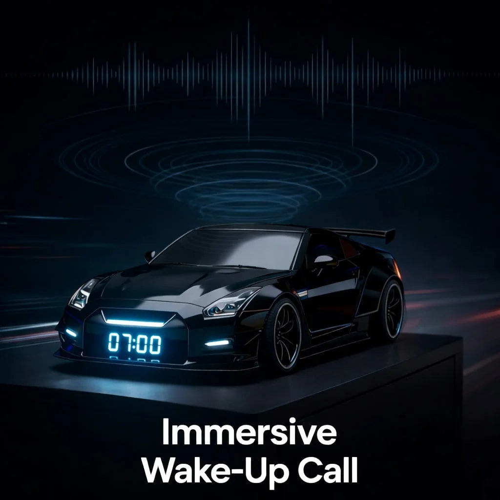 GTR Hypercar Alarm Clock with Flame, Smoke and LED Light Effects