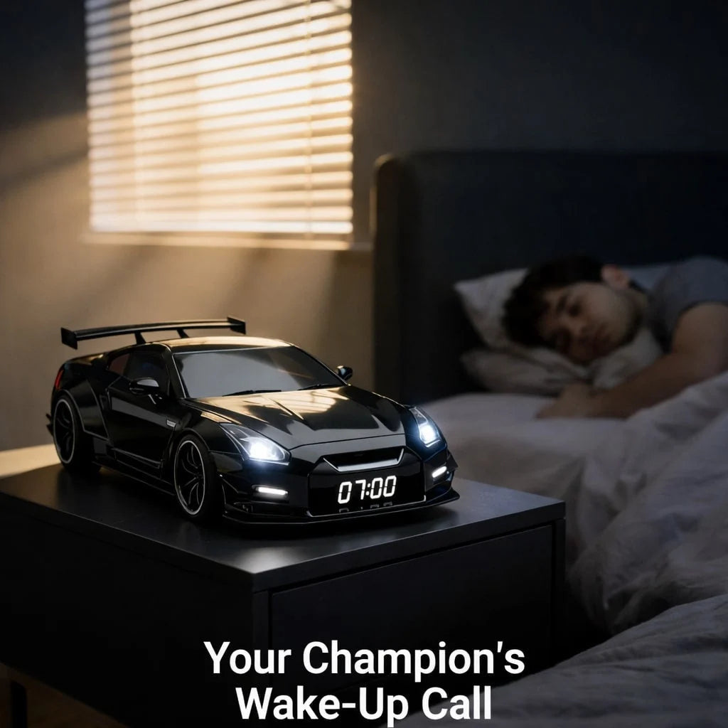 GTR Hypercar Alarm Clock with Flame, Smoke and LED Light Effects