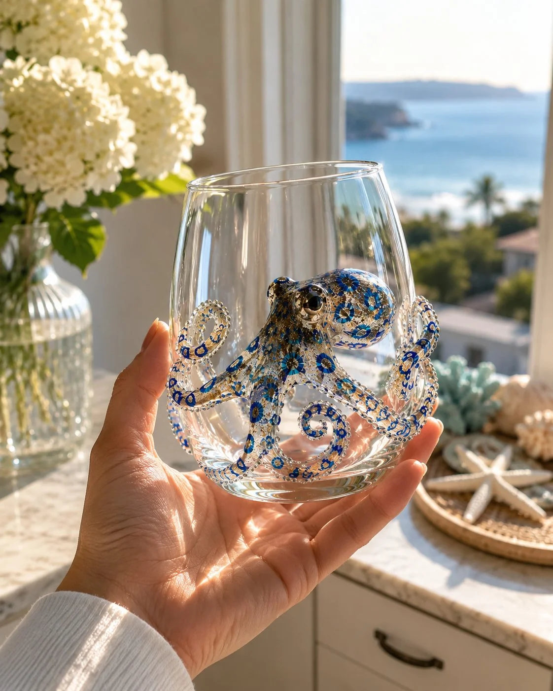 Distinctive Artisanal Blue Ringed Octopus Glassware for Ev – Hyswsbym1
