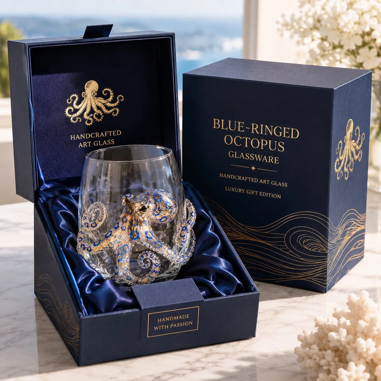 Distinctive Artisanal Blue Ringed Octopus Glassware for Ev – Hyswsbym1