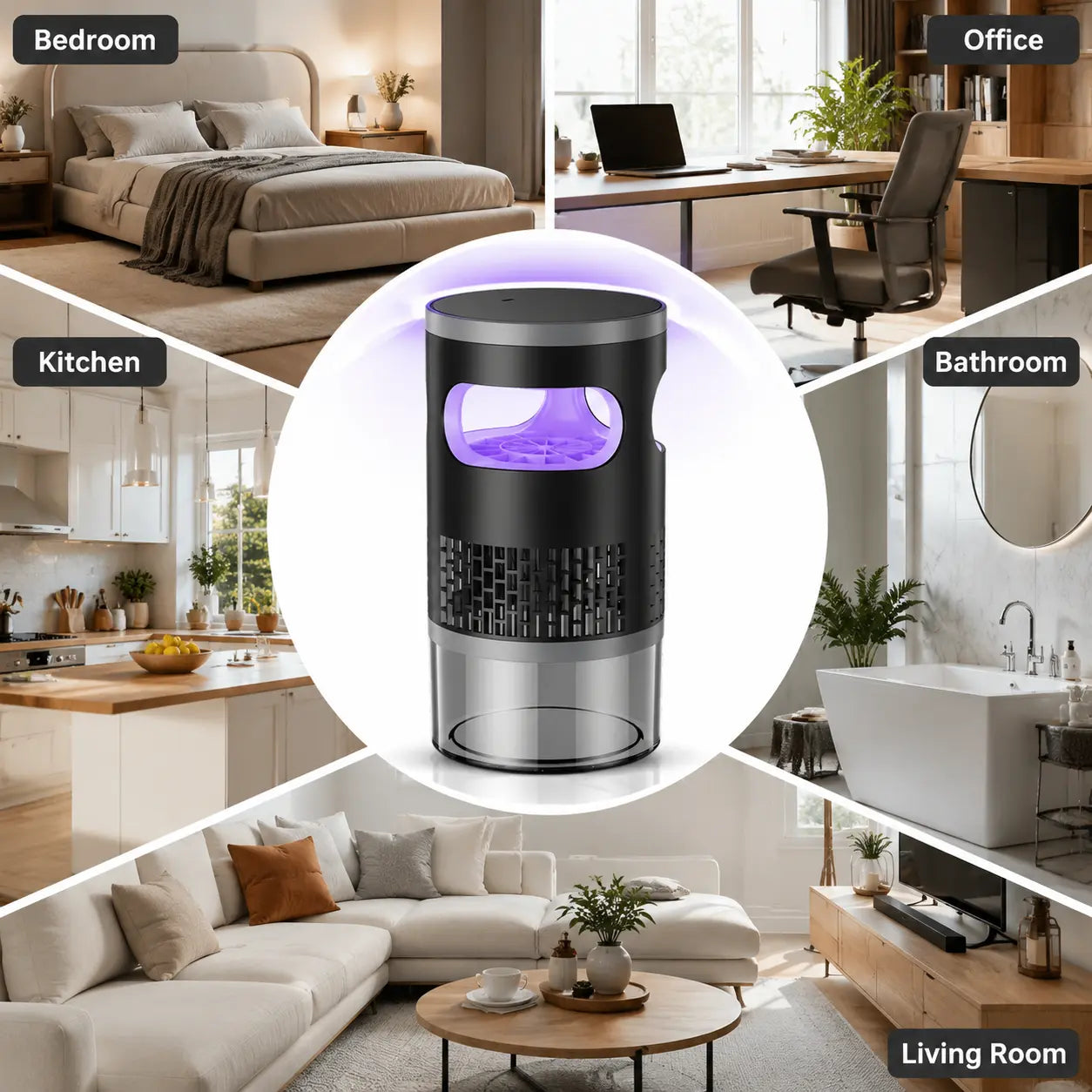 Decorative Indoor Insect Trap with Light and Suction Non Zapper