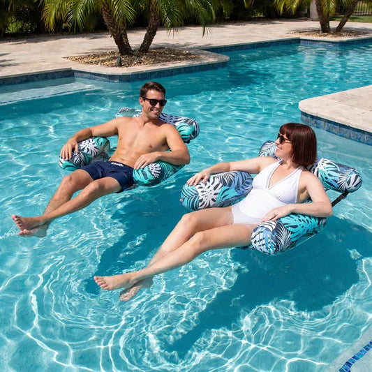 Inflatable Floating Pool Chair with Supportive Lounge Seat