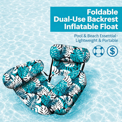 Inflatable Floating Pool Chair with Supportive Lounge Seat