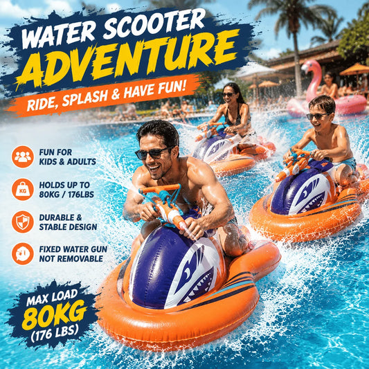 Shark Jet-Ski Pool Float with Seat and Built-In Water Blaster
