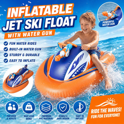 Shark Jet-Ski Pool Float with Seat and Built-In Water Blaster