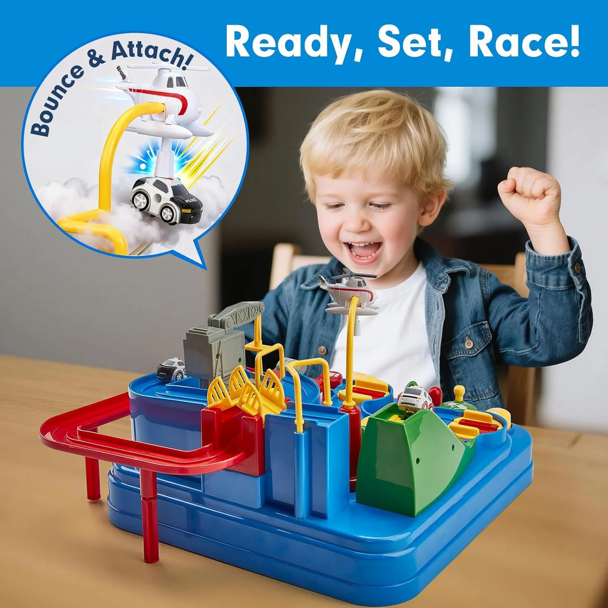 Vehicle-Ready Race Track Adventure Toy -Interactive Puzzle Track