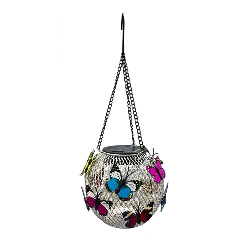 Outdoor Solar Pendant Lamp Art Of Iron for Garden Display