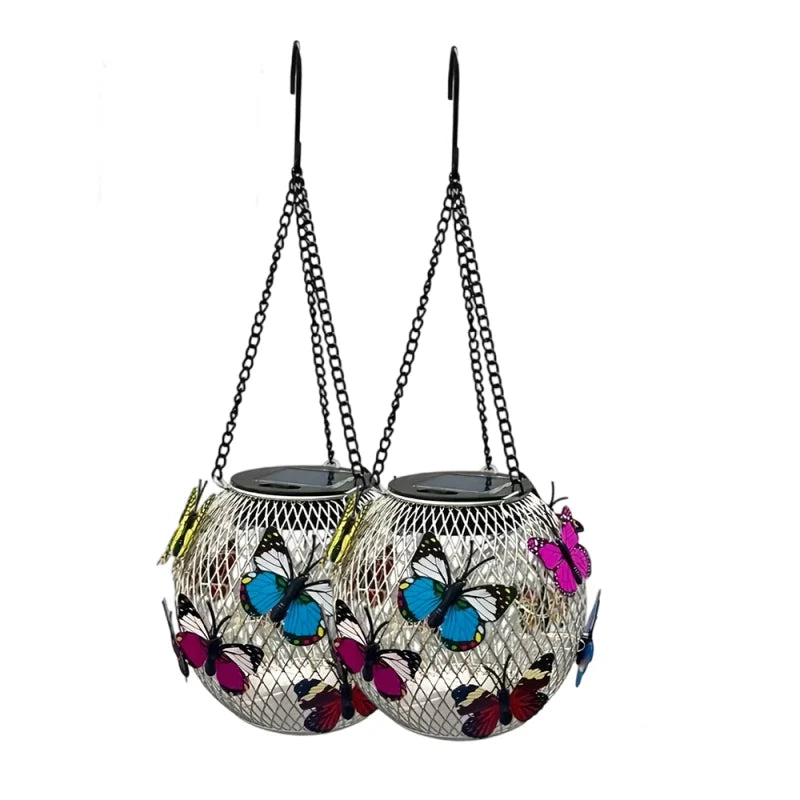 Outdoor Solar Pendant Lamp Art Of Iron for Garden Display