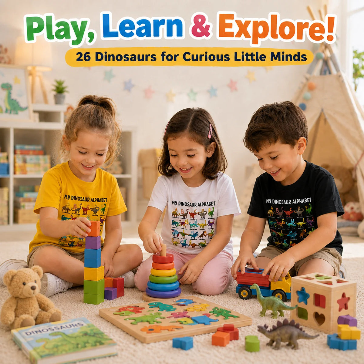 Purpose-Built Kids Dinosaur Alphabet Tee for Everyday Use