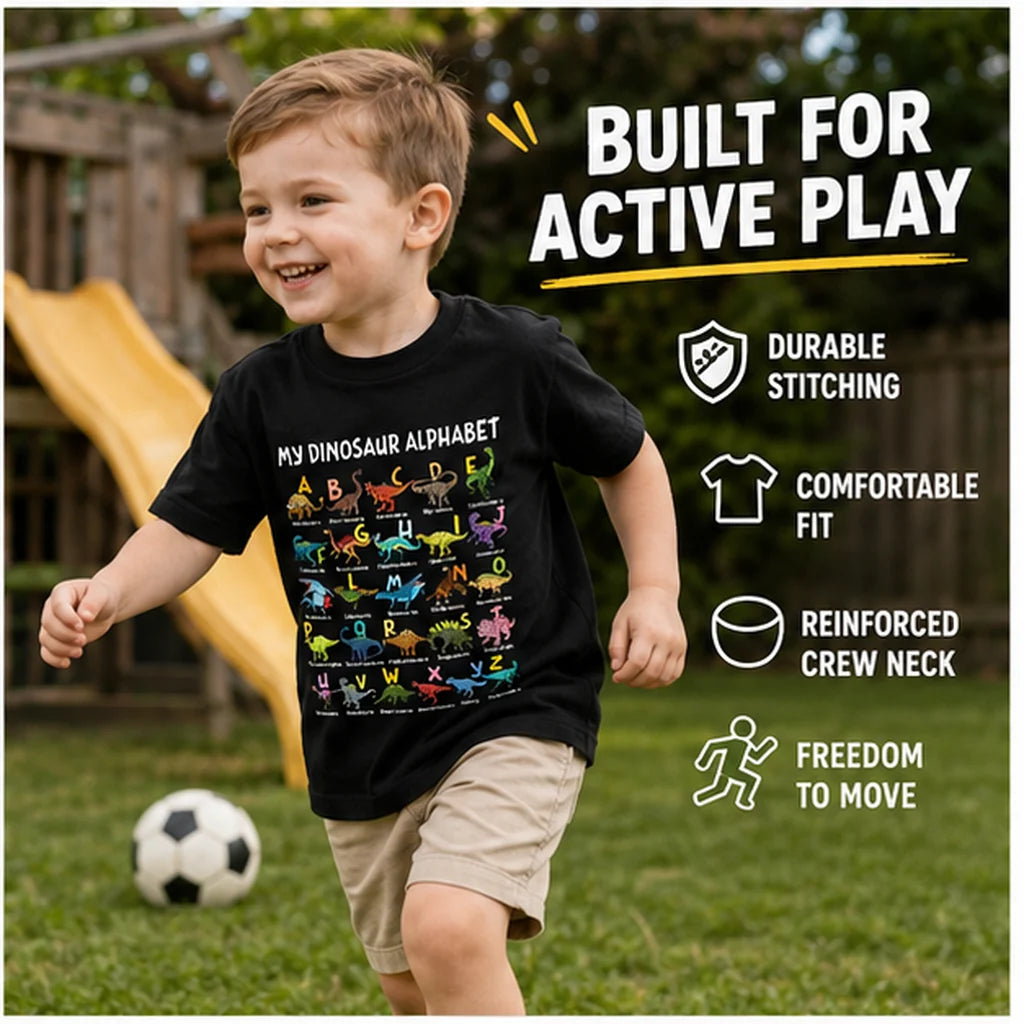Purpose-Built Kids Dinosaur Alphabet Tee for Everyday Use