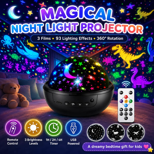 Decorative Kids Star Projector Night Light – 93 Effects, 3 Films