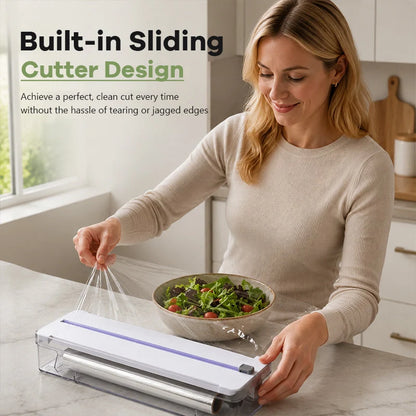 Wall-Mount Dispenser and Cutter for Foil and Kitchen Wrap