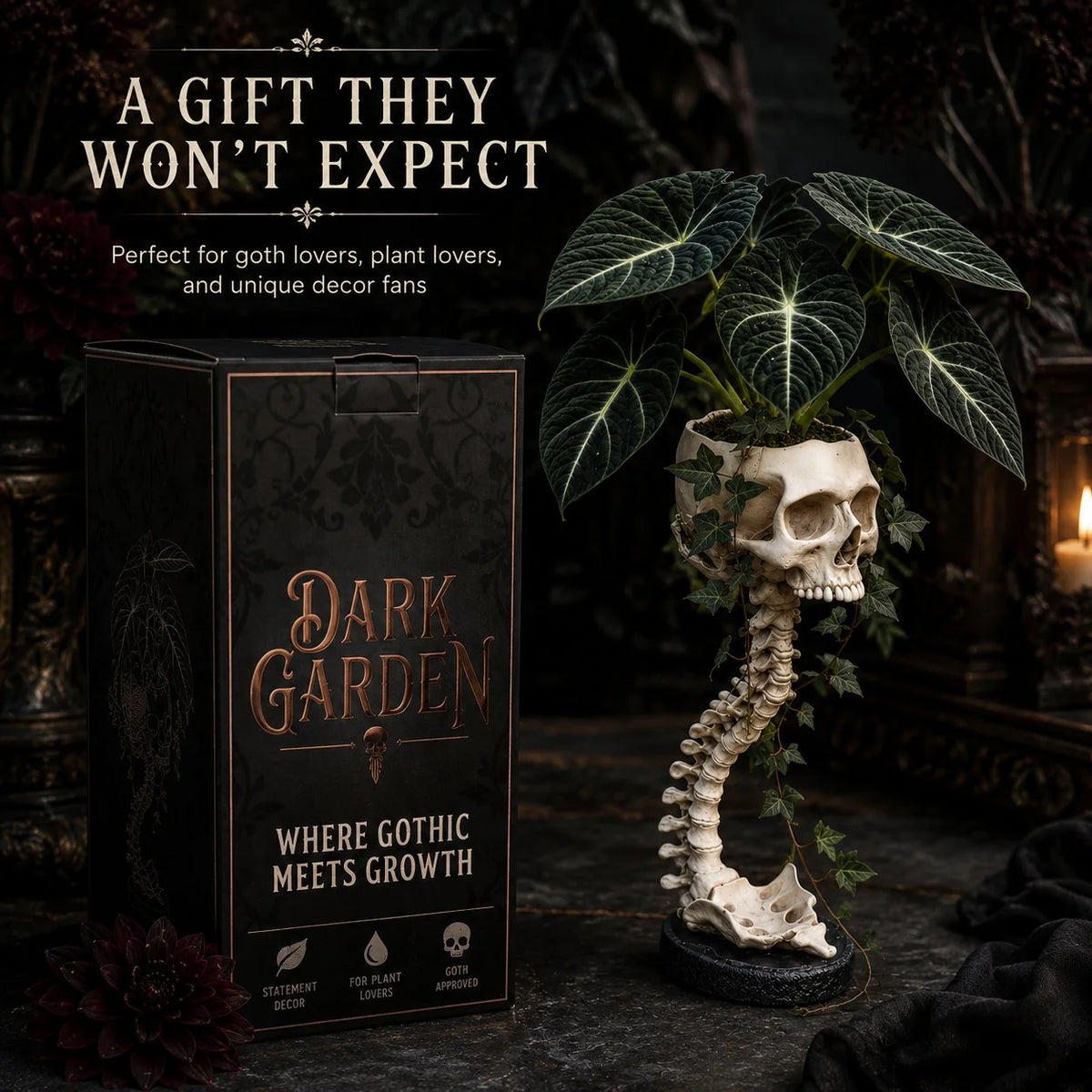 Purpose-Built Sculptured Skull Flowerpot for Everyday Use