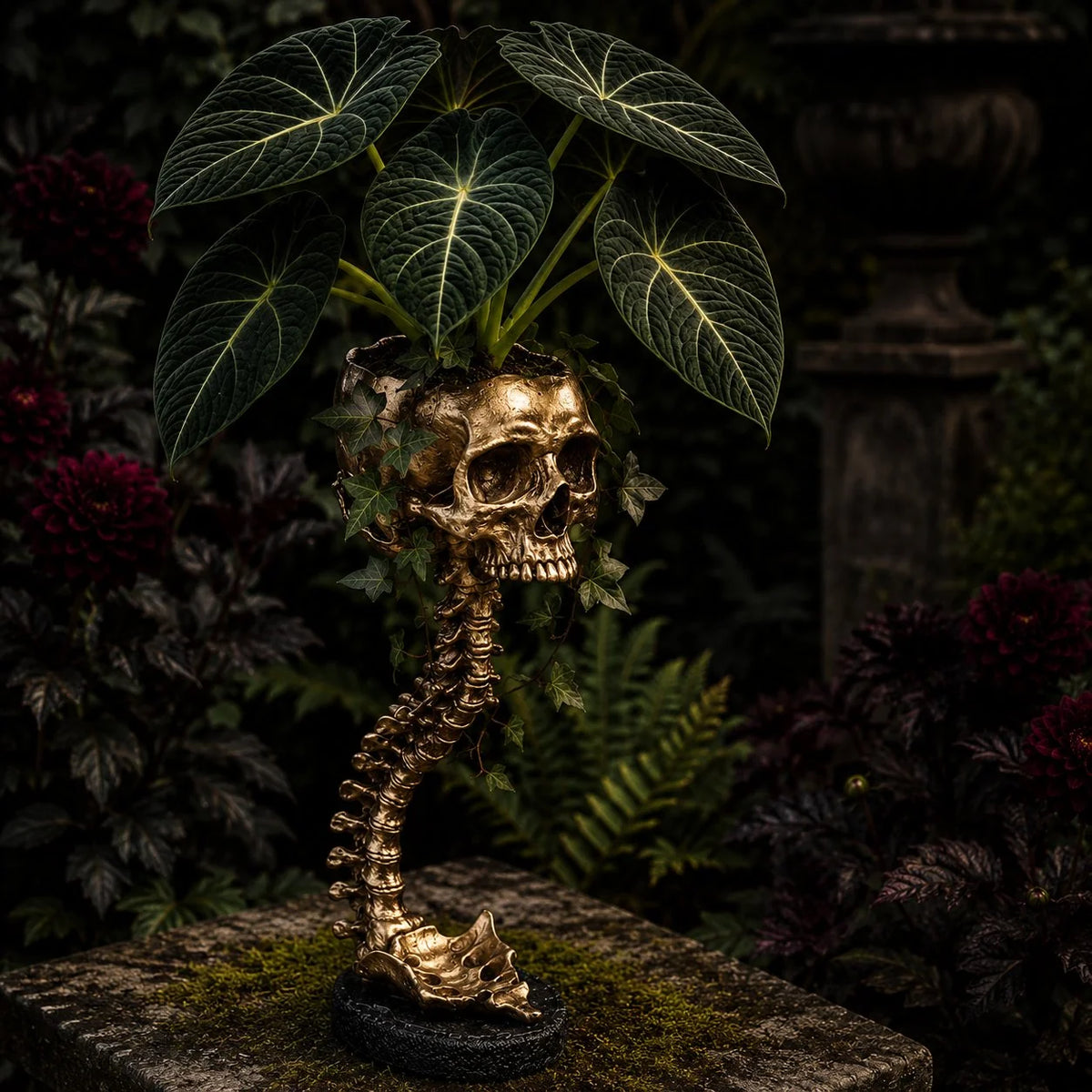 Purpose-Built Sculptured Skull Flowerpot for Everyday Use
