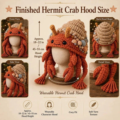 Hands-On Ocean Series Hood Hat DIY Crochet Kit – Soft Yarn Materials