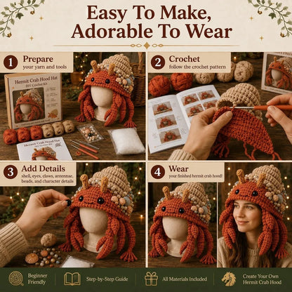 Hands-On Ocean Series Hood Hat DIY Crochet Kit – Soft Yarn Materials