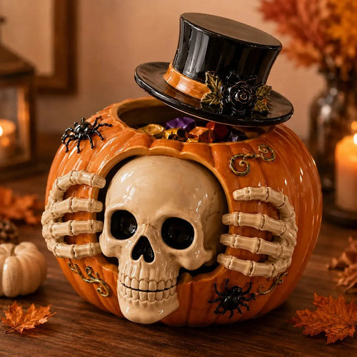 Practical Trick-or-Treat – Skull Pumpkin Candy Jar for Kitchen Prep