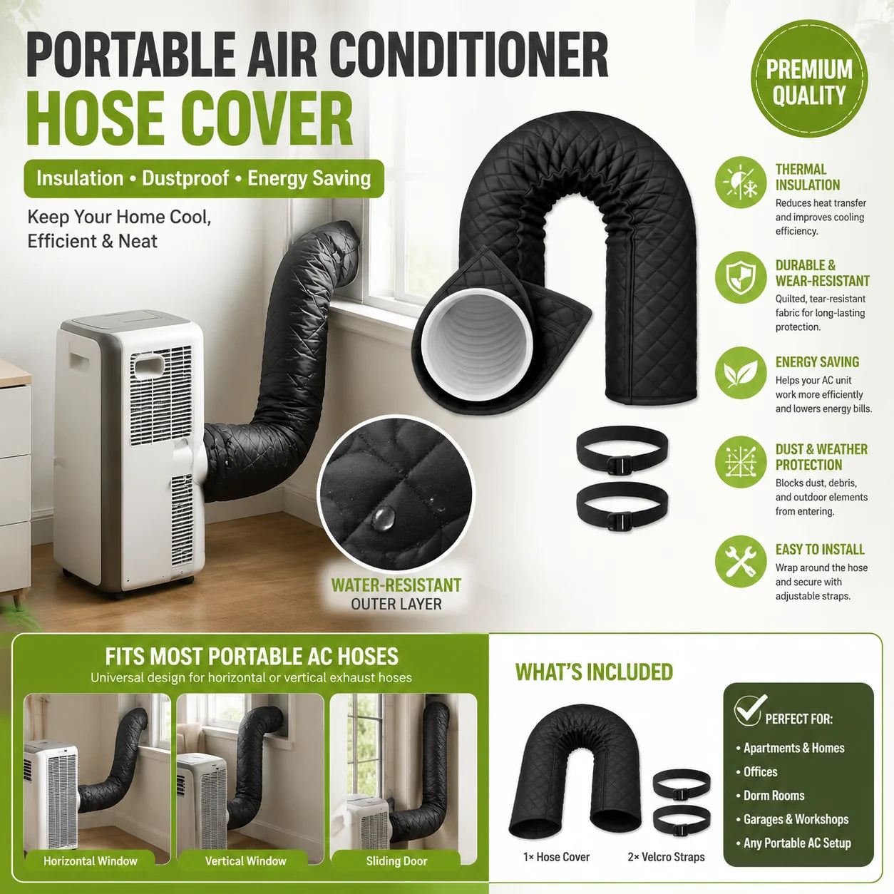 Vehicle-Ready Protective cover for insulating air conditioner pipes