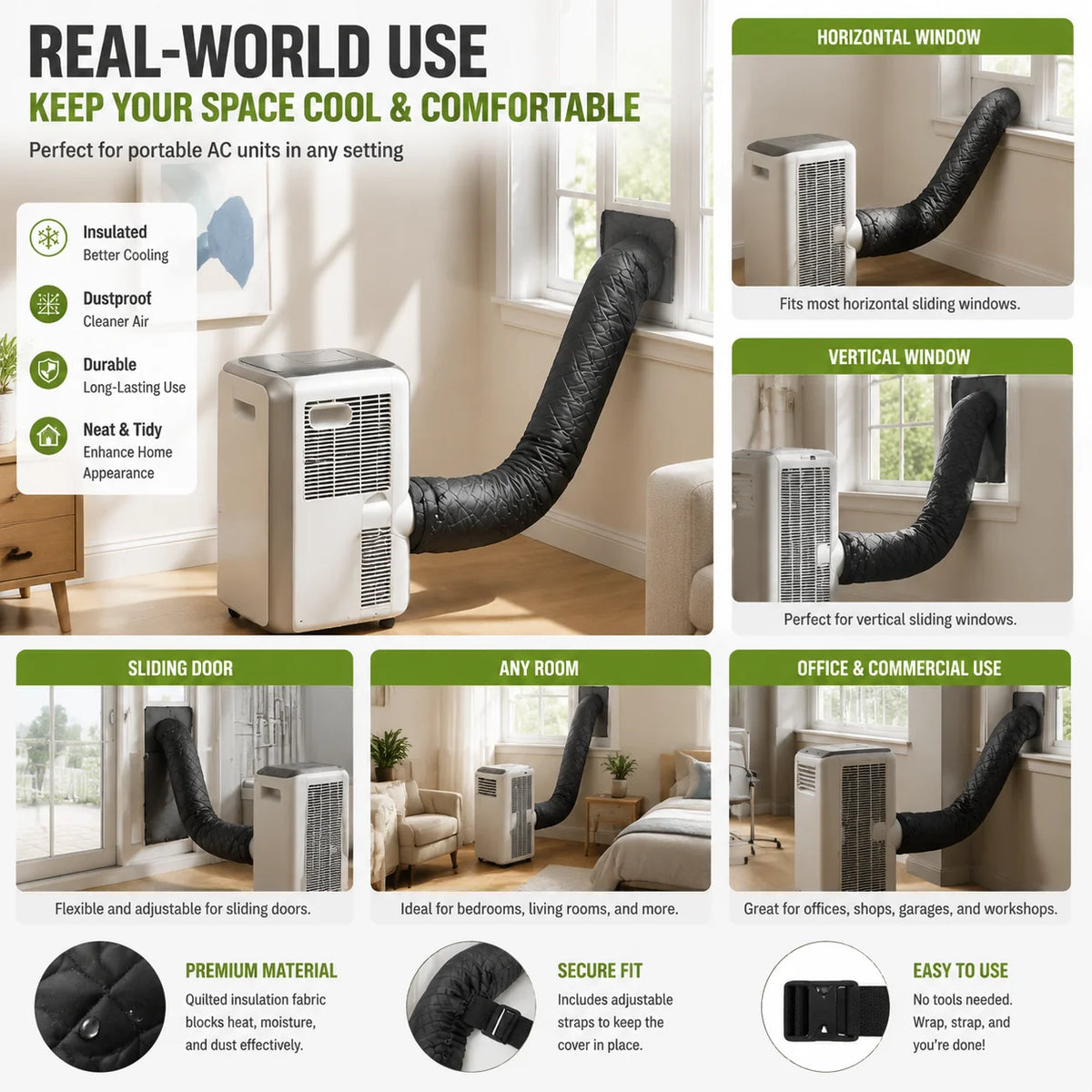 Vehicle-Ready Protective cover for insulating air conditioner pipes