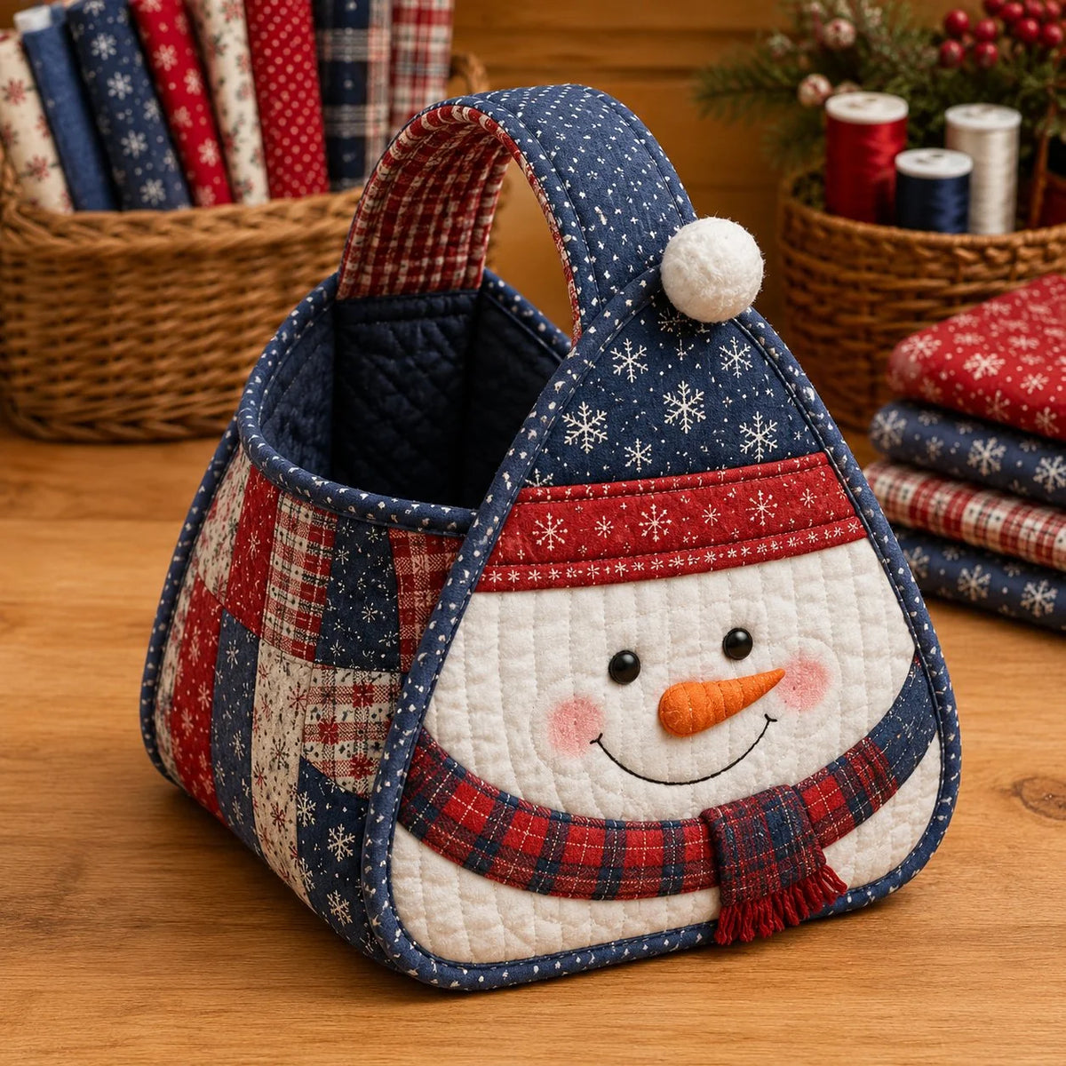 Quilted Character Carry Basket for Handmade Storage