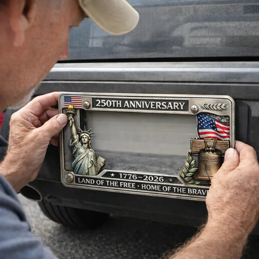 1776–2026 USA 250th Anniversary Slim Metal License Plate Frame