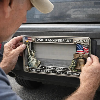 1776–2026 USA 250th Anniversary Slim Metal License Plate Frame