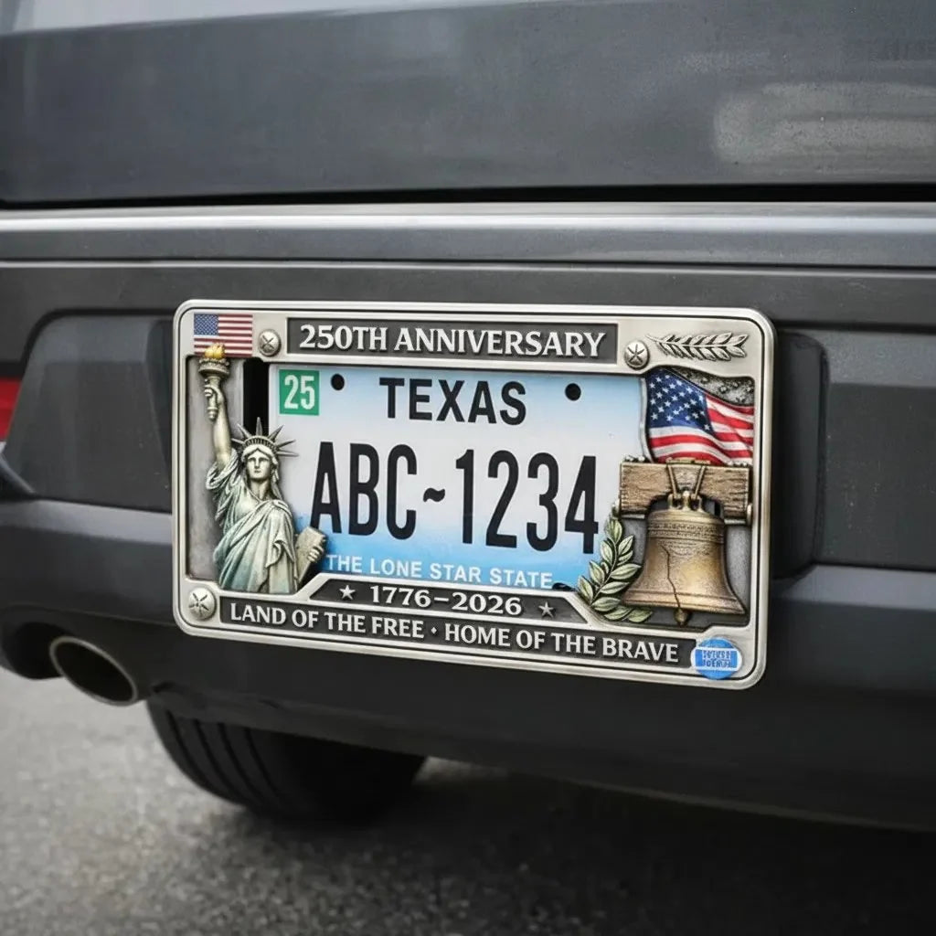 1776–2026 USA 250th Anniversary Slim Metal License Plate Frame