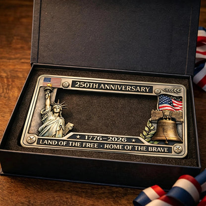 1776–2026 USA 250th Anniversary Slim Metal License Plate Frame