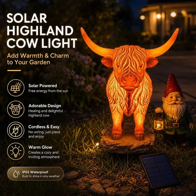 Outdoor Solar Highland Cow Light for Garden Display