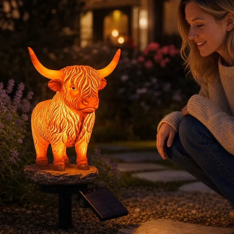 Outdoor Solar Highland Cow Light for Garden Display