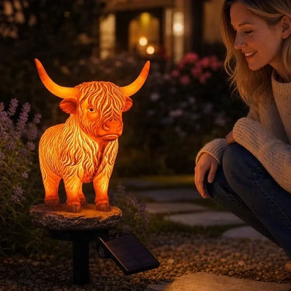 Outdoor Solar Highland Cow Light for Garden Display