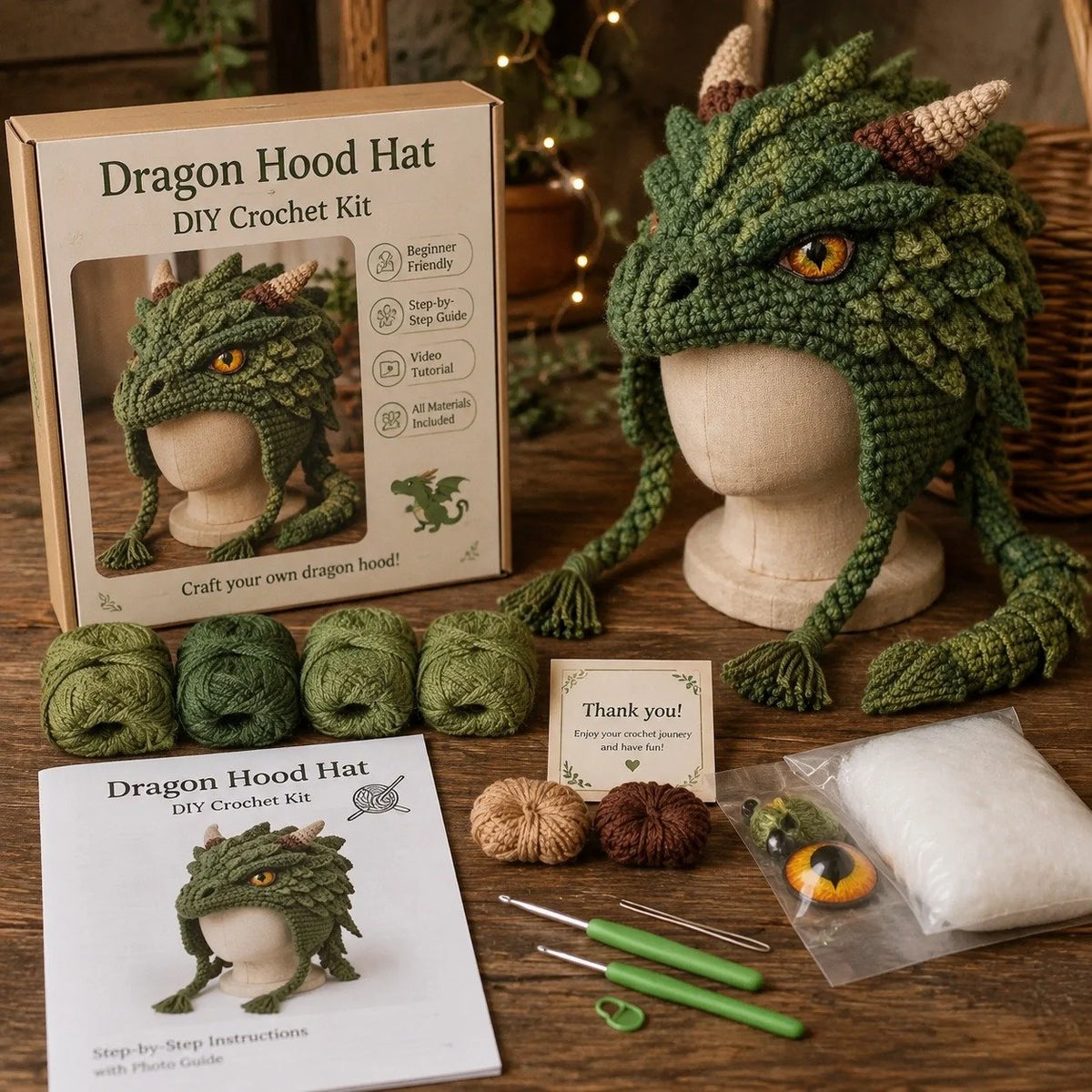 Hands-On Fantasy Hood Hat DIY Crochet Kit – Create Your Own Magical