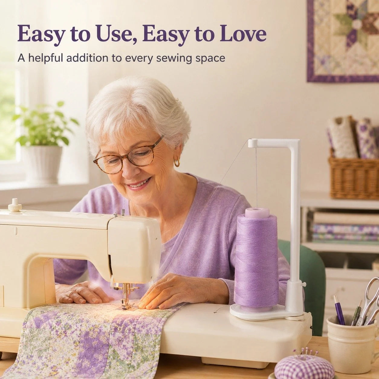 Large-Capacity Thread Spool Stand for Most US Sewing Machines