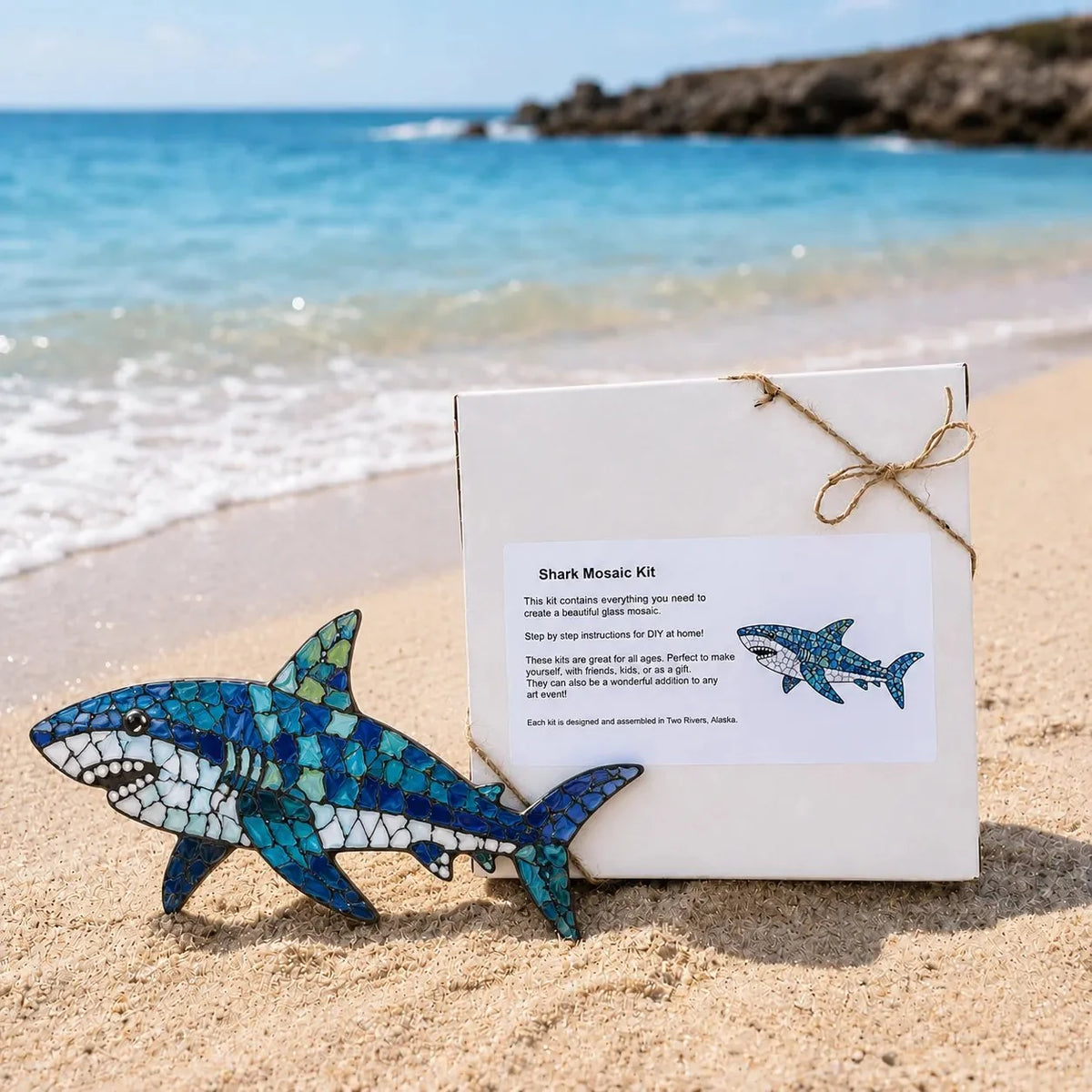 Beginner Octopus Mosaic Kit with Glass Pieces and Step-by-Step Guide