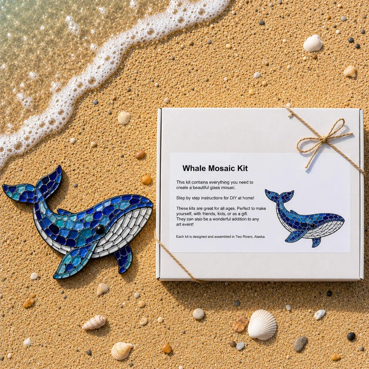 Beginner Octopus Mosaic Kit with Glass Pieces and Step-by-Step Guide