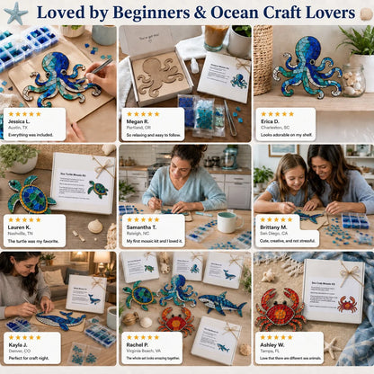 Beginner Octopus Mosaic Kit with Glass Pieces and Step-by-Step Guide