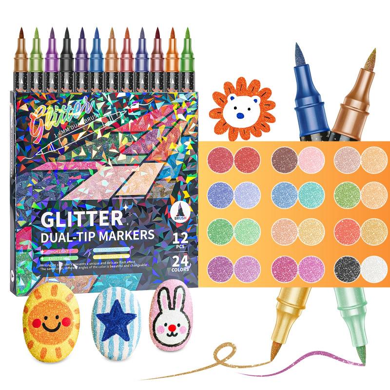 Purpose-Built Glitter Effect Brush Markers: Create Sparkling Art