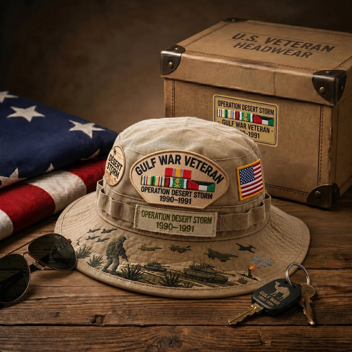 Distinctive Gulf War Veteran Desert Storm Tribute Boonie