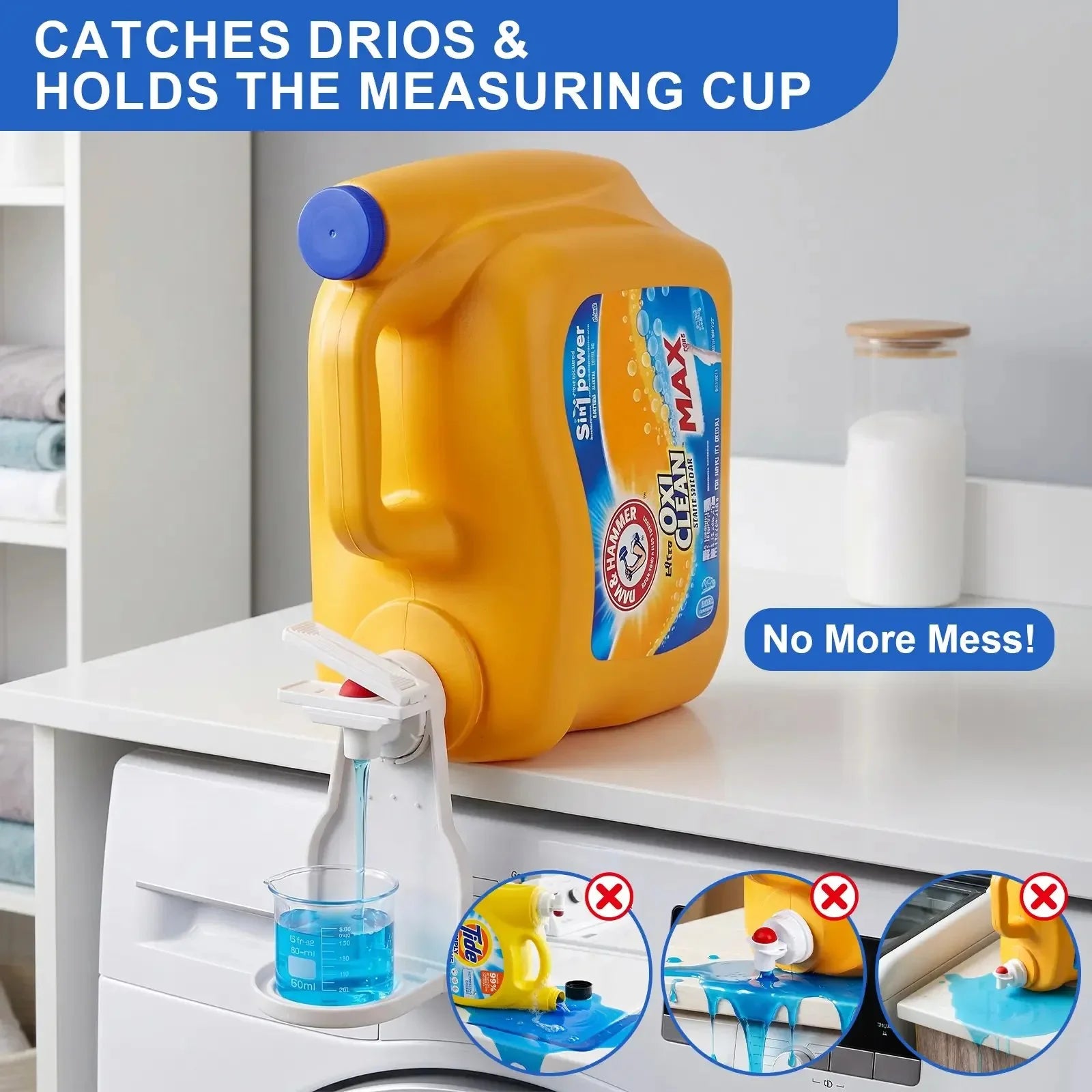 Space-Saving Laundry Detergent Dispenser Cup Holder for Tidy Storage