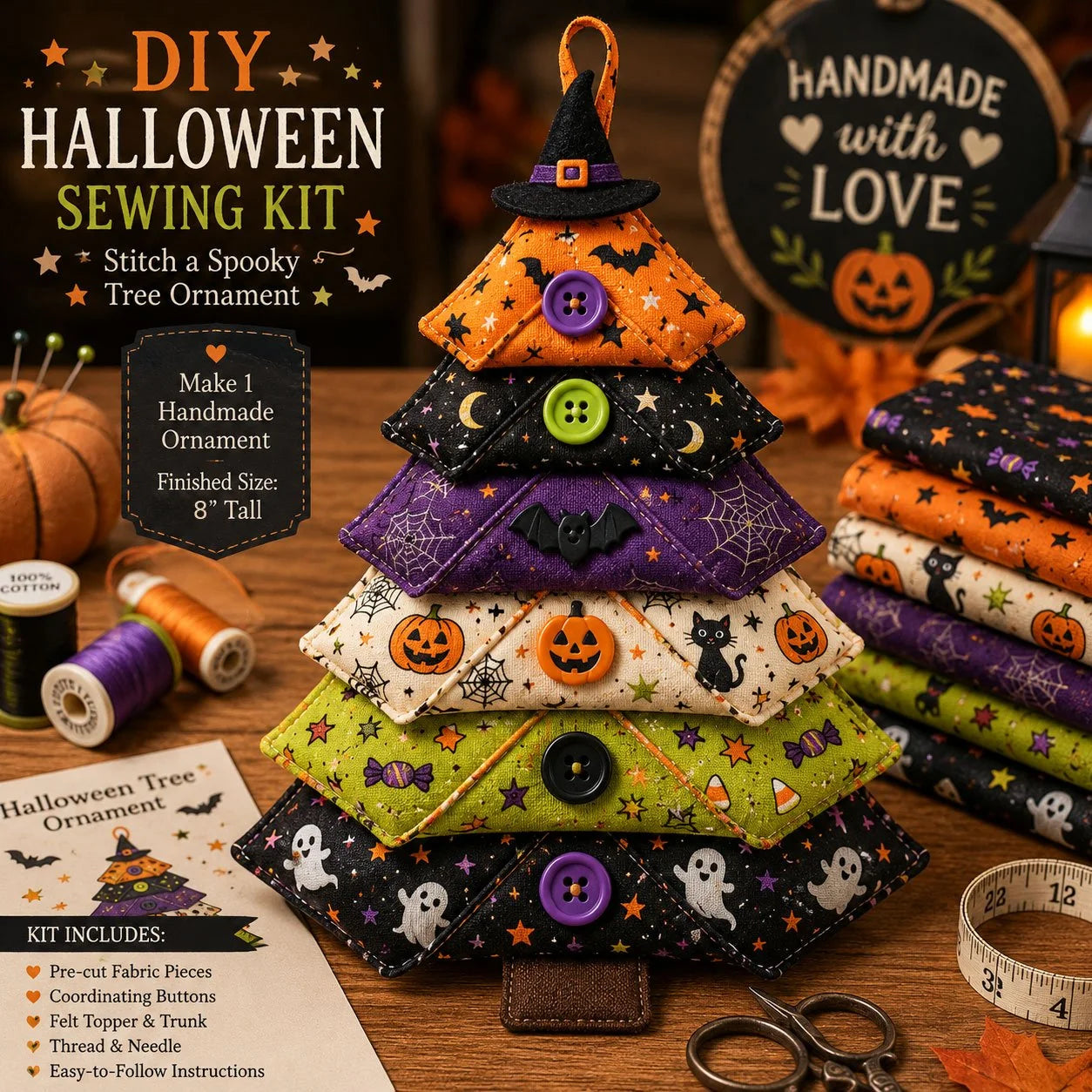 Hands-On Layered Fabric Tree Ornament DIY Sewing Kit for Creative Play