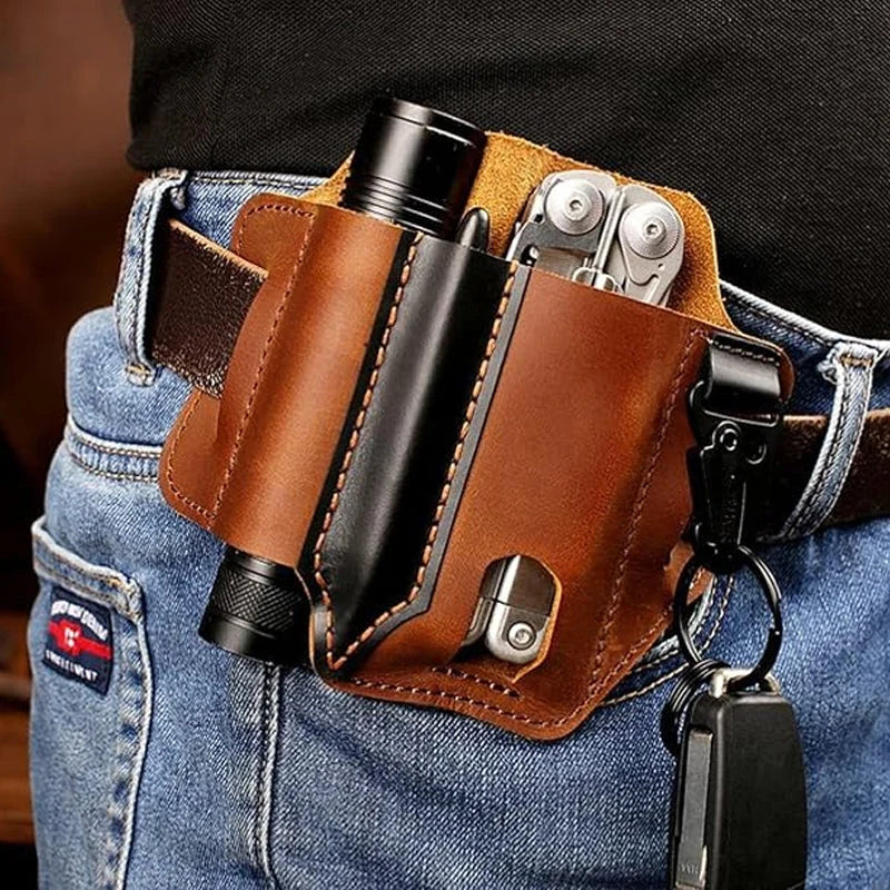 Space-Saving Leather tool belt pouch – multifunctional