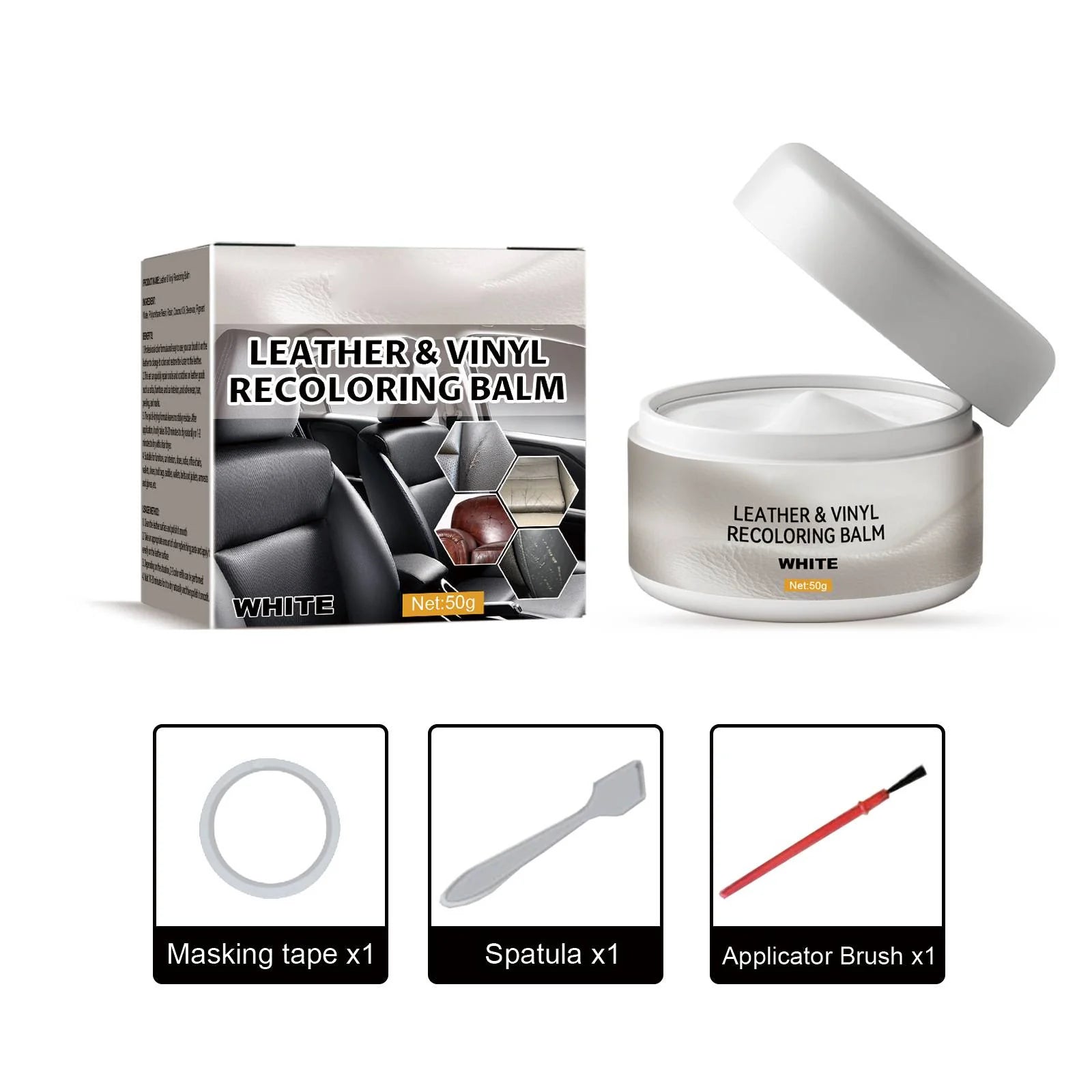 Hands-On Leather & Vinyl Recoloring Balm Kit – Restore Faded Seats