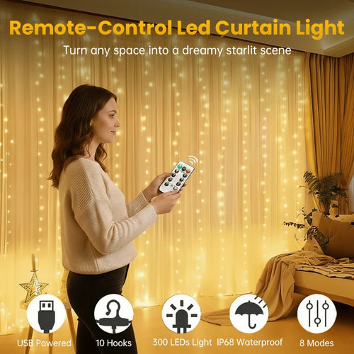 Decorative Remote-Control Led Curtain Light for Focused Lighting
