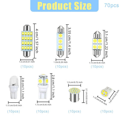 Vehicle-Ready 70& 42 Pcs Interior Car Light Kit for Garage Use