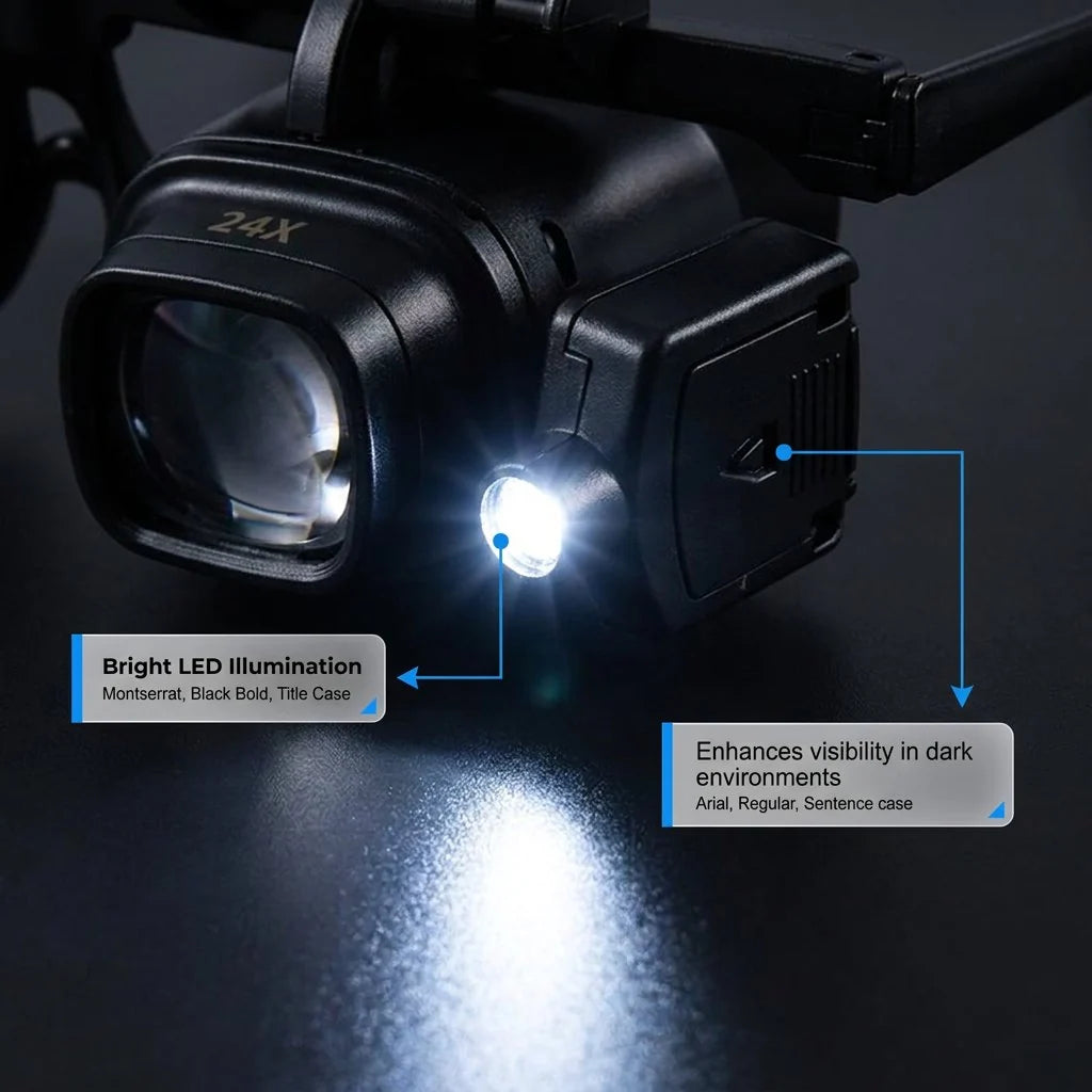 Decorative Head-Mounted Magnifier with LED Light for Focused Lighting